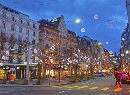 Genebra: Natal pintado a luz
