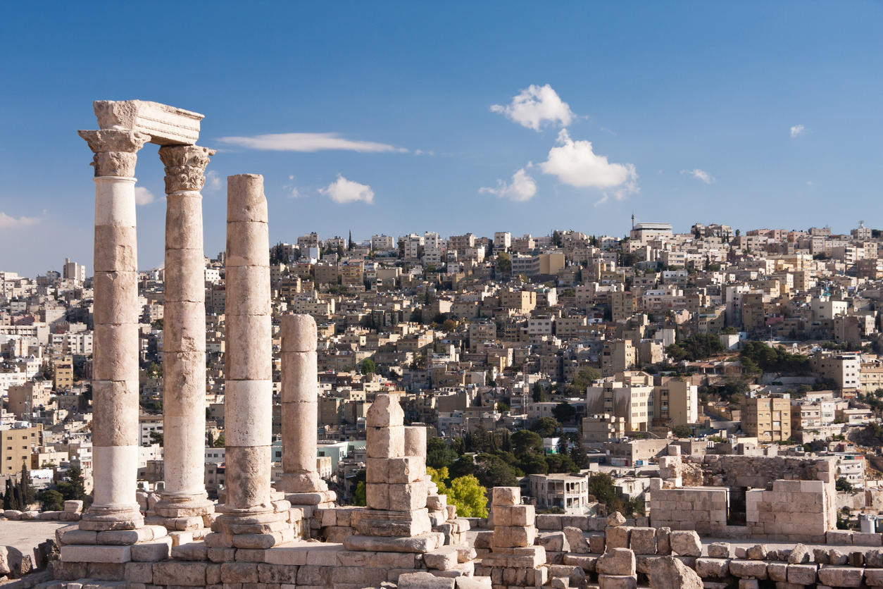 Roman temple of Hercules in the Amman Citadel in Jordan